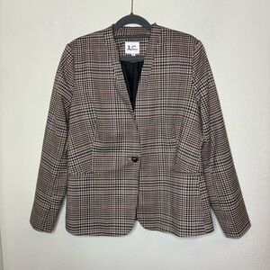 Jules & Leopold Checkered Blazer in Black and Brown